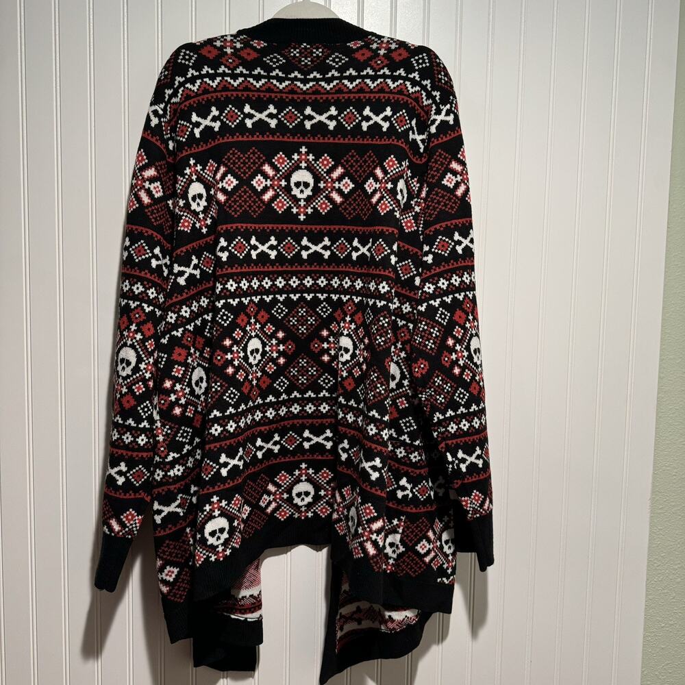Hot Topic Social Collision Fair Isle Skull Cardigan Sweater Plus Size 4X - Picture 6 of 6